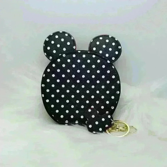 Black Polka Dot Coin/Card Purse, Mini Mouse Inspired - Picture 1 of 4
